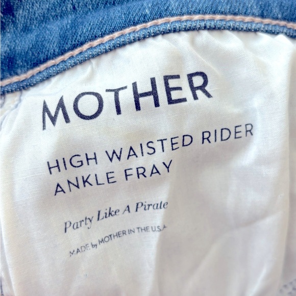 MOTHER Denim High Waisted Rider Ankle Fray Jeans In Party Like A Pirate Size 30 - Picture 9 of 9